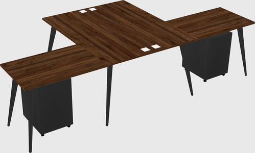Shared l-shaped office desk system