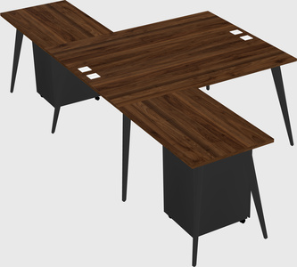 Shared l-shaped office desk system