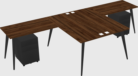 Shared l-shaped office desk system