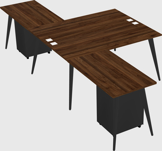 Shared l-shaped office desk system