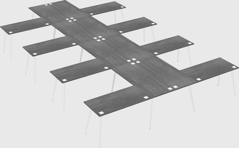 Shared l-shaped office desk system
