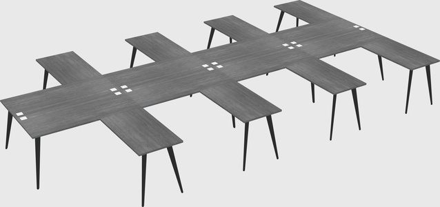 Shared l-shaped office desk system