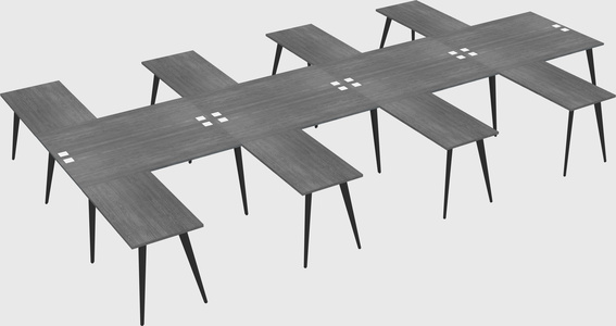 Shared l-shaped office desk system