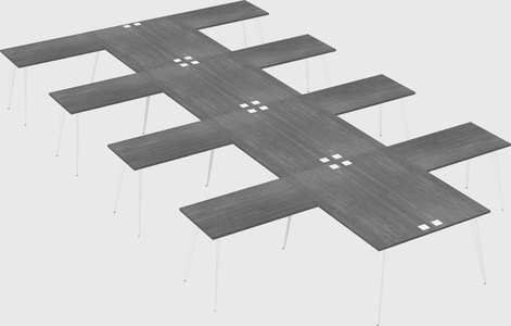 Shared l-shaped office desk system