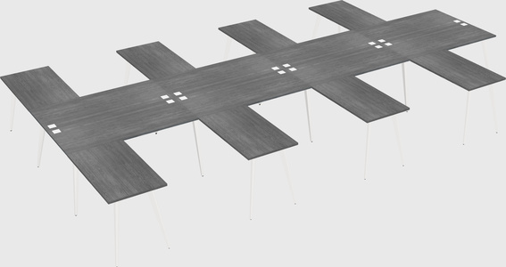 Shared l-shaped office desk system