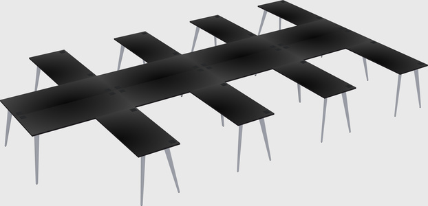 Shared l-shaped office desk system