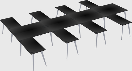 Shared l-shaped office desk system