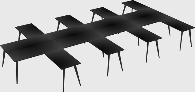 Shared l-shaped office desk system