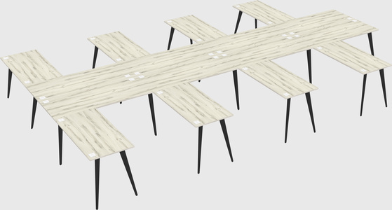 Shared l-shaped office desk system