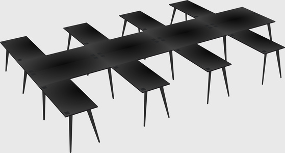 Shared l-shaped office desk system