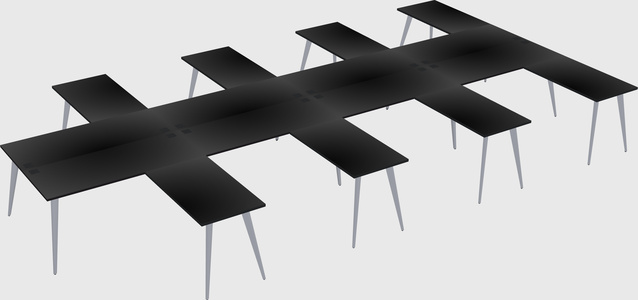 Shared l-shaped office desk system