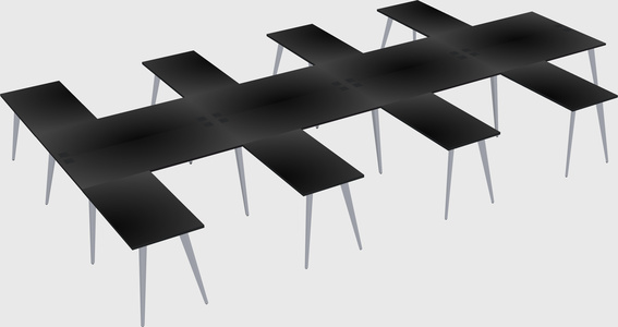 Shared l-shaped office desk system
