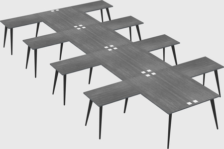 Shared l-shaped office desk system