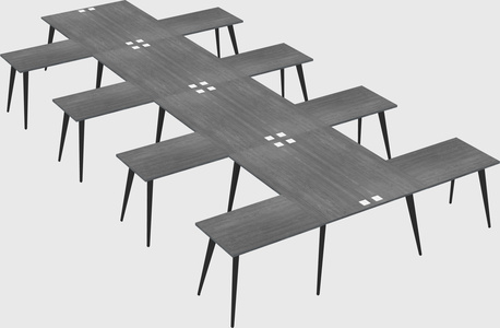 Shared l-shaped office desk system