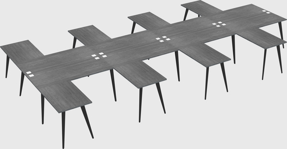 Shared l-shaped office desk system