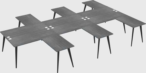 Shared l-shaped office desk system