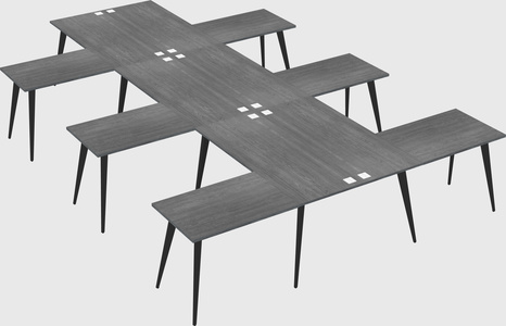 Shared l-shaped office desk system