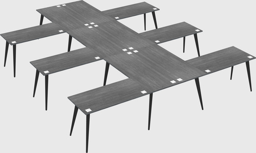 Shared l-shaped office desk system