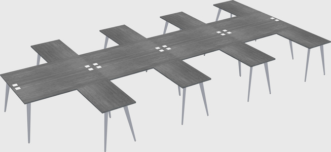 Shared l-shaped office desk system