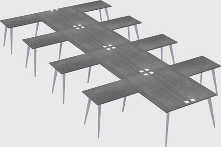 Shared l-shaped office desk system