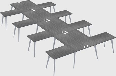 Shared l-shaped office desk system
