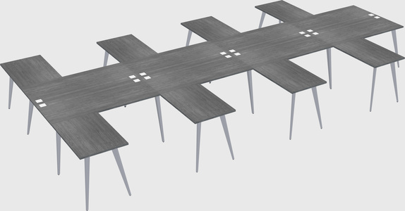 Shared l-shaped office desk system
