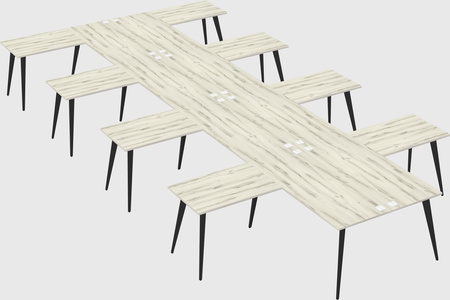 Shared l-shaped office desk system