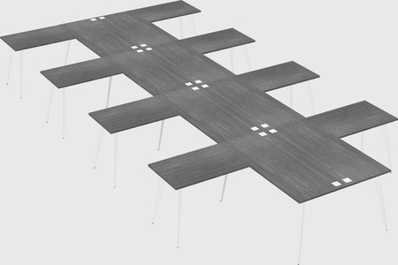 Shared l-shaped office desk system