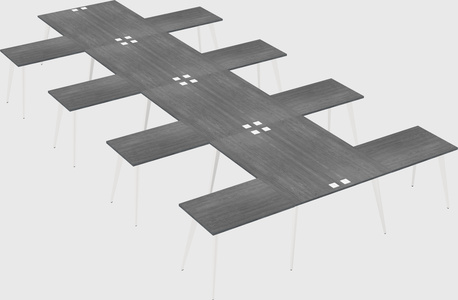 Shared l-shaped office desk system