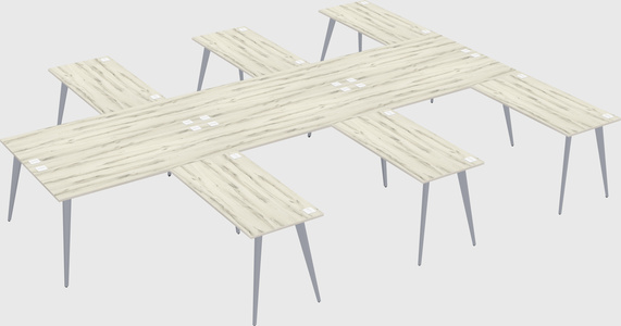 Shared l-shaped office desk system