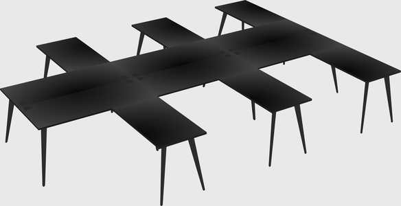 Shared l-shaped office desk system