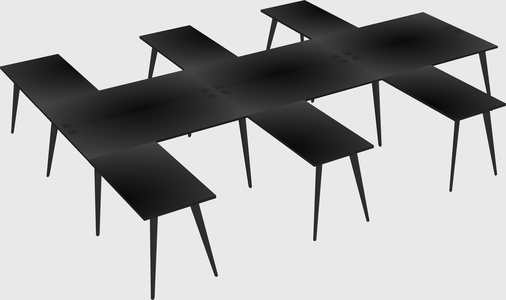 Shared l-shaped office desk system