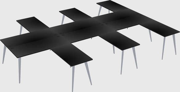 Shared l-shaped office desk system