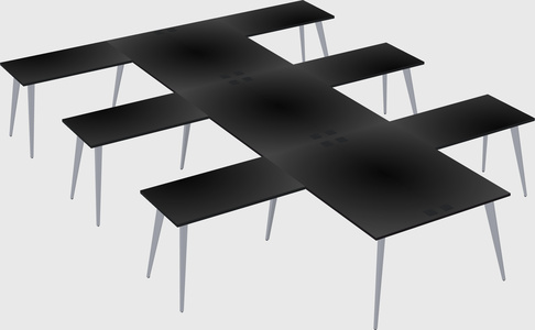 Shared l-shaped office desk system