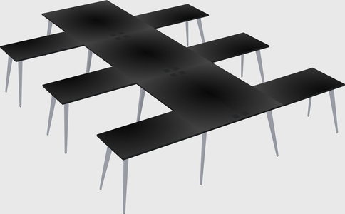 Shared l-shaped office desk system