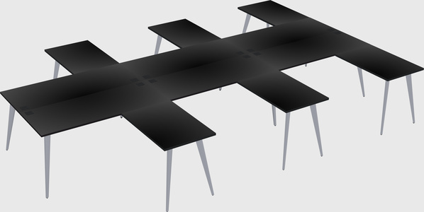 Shared l-shaped office desk system