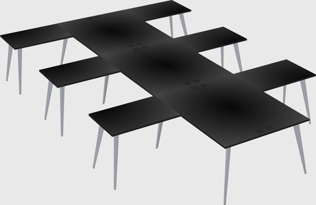 Shared l-shaped office desk system