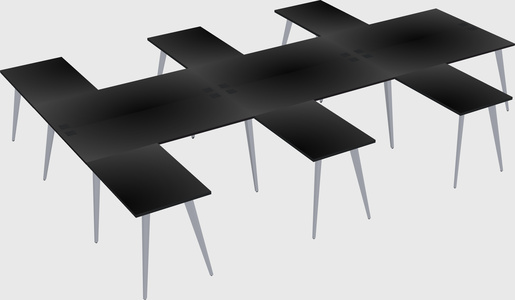 Shared l-shaped office desk system