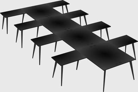 Shared l-shaped office desk system
