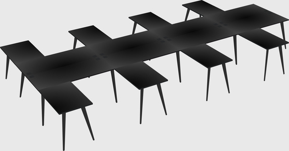 Shared l-shaped office desk system
