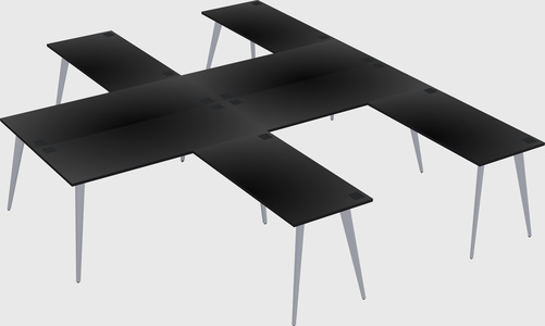 Shared l-shaped office desk system