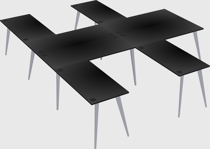 Shared l-shaped office desk system