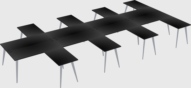 Shared l-shaped office desk system