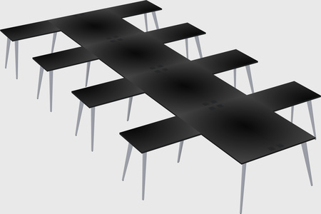 Shared l-shaped office desk system