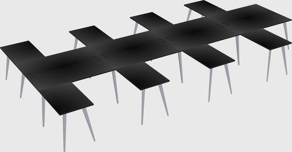 Shared l-shaped office desk system