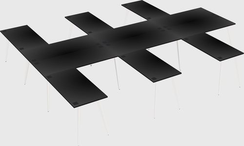 Shared l-shaped office desk system