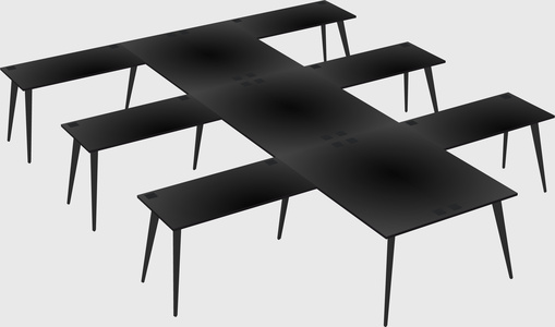 Shared l-shaped office desk system