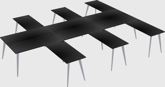 Shared l-shaped office desk system