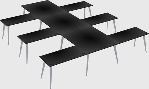 Shared l-shaped office desk system