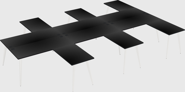 Shared l-shaped office desk system